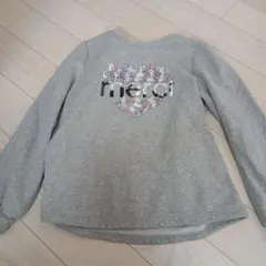 グレー ハート　刺繍 トレーナー　裏起毛