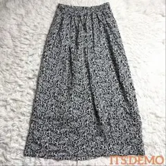 ITS'DEMO スカート　花柄　ブラック　ホワイト　レーヨン　フリーサイズのサムネイル