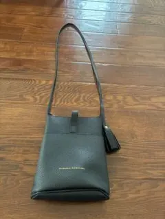 Hiroko Koshino ブラックレザーショルダーバッグ