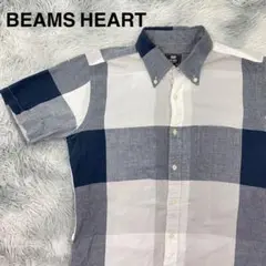 BEAMS HEART チェック柄 半袖シャツ　Lサイズ