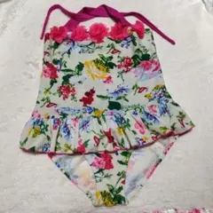 花柄フリル付きワンピース水着 120〜130cm