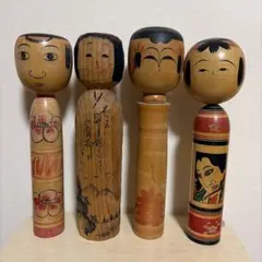 伝統こけし 土湯温泉 土湯系 工人 阿部計英 24~45cm 5体まとめ 工芸品