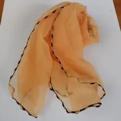 オレンジ ストール 金色縁取り