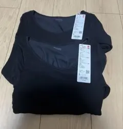 UNIQLO 極暖　ヒートテック　リブＵネック　ブラT 長袖　ブラック　2枚
