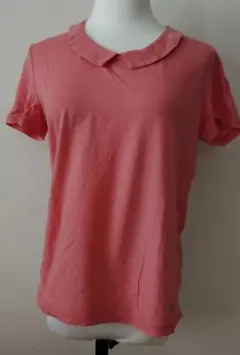 HANAE MORI 日本製サーモンピンク 襟付き Tシャツ蝶々刺繍M#2655のサムネイル
