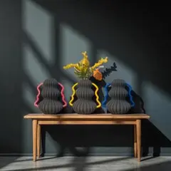 [3色展開] 3Dプリント製 | 幾何学フラワーベース