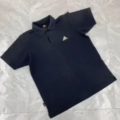 Adidas ポロシャツ ネイビー ロゴ 半袖 コットン L
