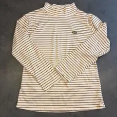 ハイネック　モックネック　長袖　ボーダー　ベージュ　M