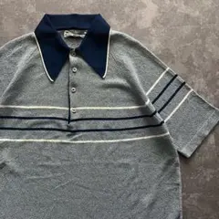 アーノルドパーマー　ポロシャツ　ニットポロ　ボーダー　70’s 80’s ブルー