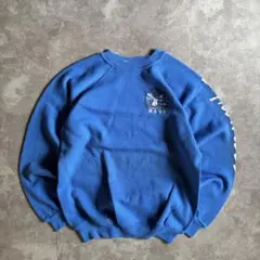 80s Hanes ヴィンテージスウェットトレーナー ブルー M アート 古着