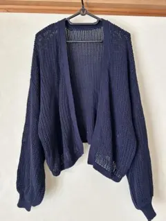 透かし編みカーディガン ネイビー フリーサイズ