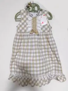 スペイン製　ノースリーブチェックワンピース　120〜130　7〜9歳　サイズ8