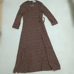 tocco closet ブラウン ハート柄 長袖ワンピース