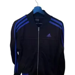 adidas アディダス トラックジャケット ジャージ 刺繍ロゴ 古着 ブラック