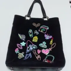 刺繍デザイン 黒 トートバッグ