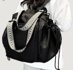 大容量マザーズバッグ/多機能リュック/黒ブラック/可愛お洒落