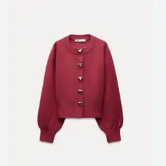 ZARA ハートボタン ニット カーディガン 赤 XS