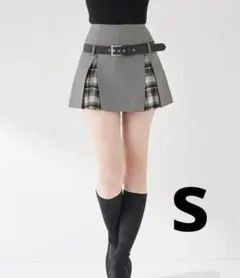 チェックドッキングミニスカート