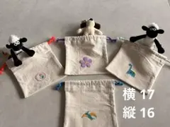 ☆カラフル巾着袋☆恐竜 花 刺繍ワッペン付き‪✿パステルカラー ゴシゴシ洗えます