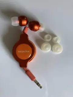 NAGAOKA リール式有線イヤホン オレンジ
