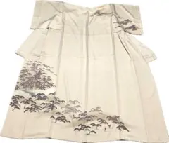 《11K147》訪問着・付下 正絹 灰みの生成 対象身長～154cm 送料無料