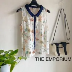 【THE EMPORIUM】シースルー 襟付きノースリーブカットソー