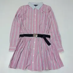 【新品】150★ラルフローレン★ポニー刺繍！ストライプシャツワンピース★