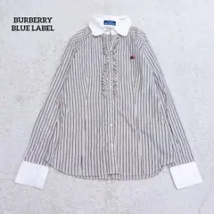 BURBERRY LONDON ストライプ柄フリルブラウス ホース刺繍 42 - メルカリ
