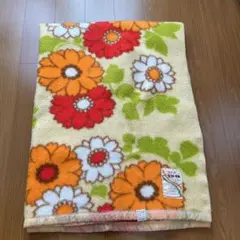 プリント　タフト毛布　アクリル100% 昭和レトロ　花柄