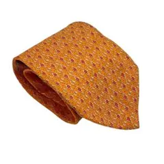 フェラガモ ネクタイ シルク オレンジ系 総柄 高級感