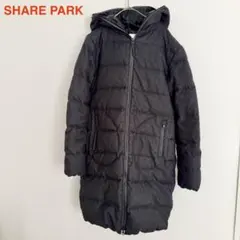 SHARE PARK ダウンコート ロングフード付き グレーレディース 0サイズ
