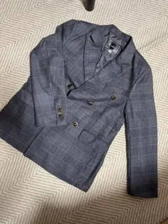 【最終値下げ 】グレー系チェック ダブルブレスト スーツセット　140センチ