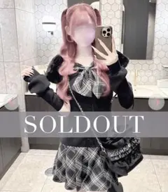 HONEYMEW ビッグリボンチェックアンサンブルプリーツワンピース XS