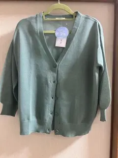GLACIER 五分袖カーディガン Mサイズ グリーン Honeys