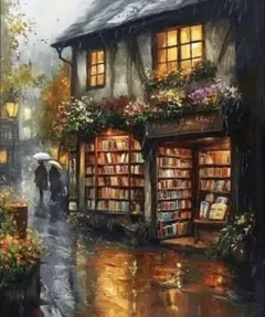 数字油絵キット 雨の日の書店 40×50cm