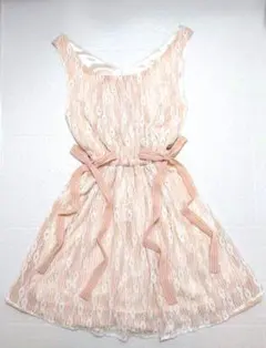 LIZLISA系 新品 タグ付き リボン レース ノースリーブ ワンピース
