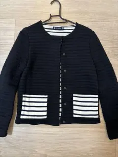 PETIT BATEAU ノーカラージャケット XXS ブラック