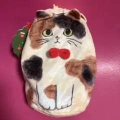 販売終了品❤︎新品❤︎カルディ❤︎おすわりネコ巾着❤︎三毛猫❤︎ポーチ
