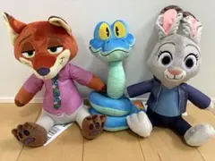 ズートピア2Lぬいぐるみ ニック&ジュディ&ゲイリー　3体セット
