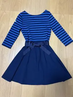 POLO RALPH LAUREN ストライプ 七分袖ワンピース　Mサイズ