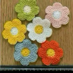 新品　布パーツ　縫い付け　6個　大きめのお花　カラフル