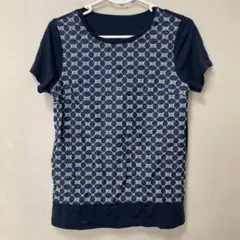ViViAge 半袖Tシャツ レース模様　ネイビー　M〜L