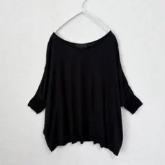 美品 アンタイトル ドルマンカットソー 黒 M 高級キュプラ リヨセル とろみのサムネイル