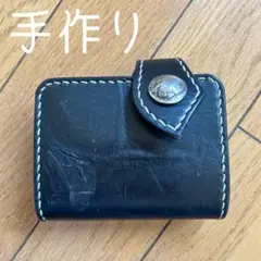 ◾️財布◾️二つ折り◾️本革製品◾️手作り◾️ハンドメイド◾️訳あり品◾️バイク◾️頑丈◾️黒◾️美