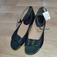 2美品☆SAYA サヤ オープントゥ サンダル レザー エナメル 24cm
