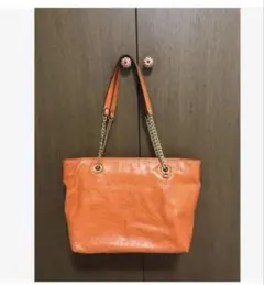未使用！マイケルコース　オーストリッチ風　オレンジ レザー トートバッグ