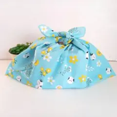 あずま袋◆手拭い◆エコバック◆コンビニバック◆ハンドメイド【シマエナガ水色】