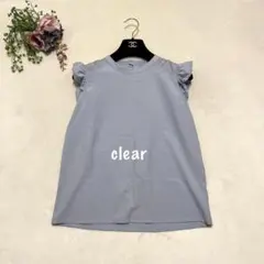 clear ノースリーブ　半袖シャツ　水色　レディース　レース　花柄　フリル