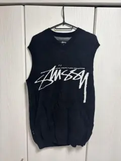 Stussy ブラックVネック ベスト S