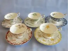 HOYA ホヤ ホワイトシャドウ カップ、ソーサー 5客 未使用に近い